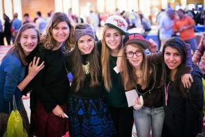 Abbie (third from left) with her friends at National Yarchei Kallah. 