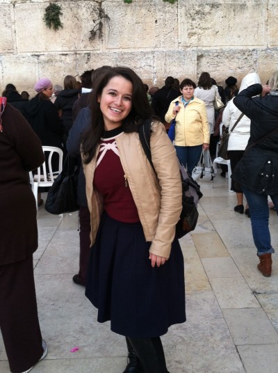 After making the important decision to spend a year studying in Israel, Liran davens at the Kotel.